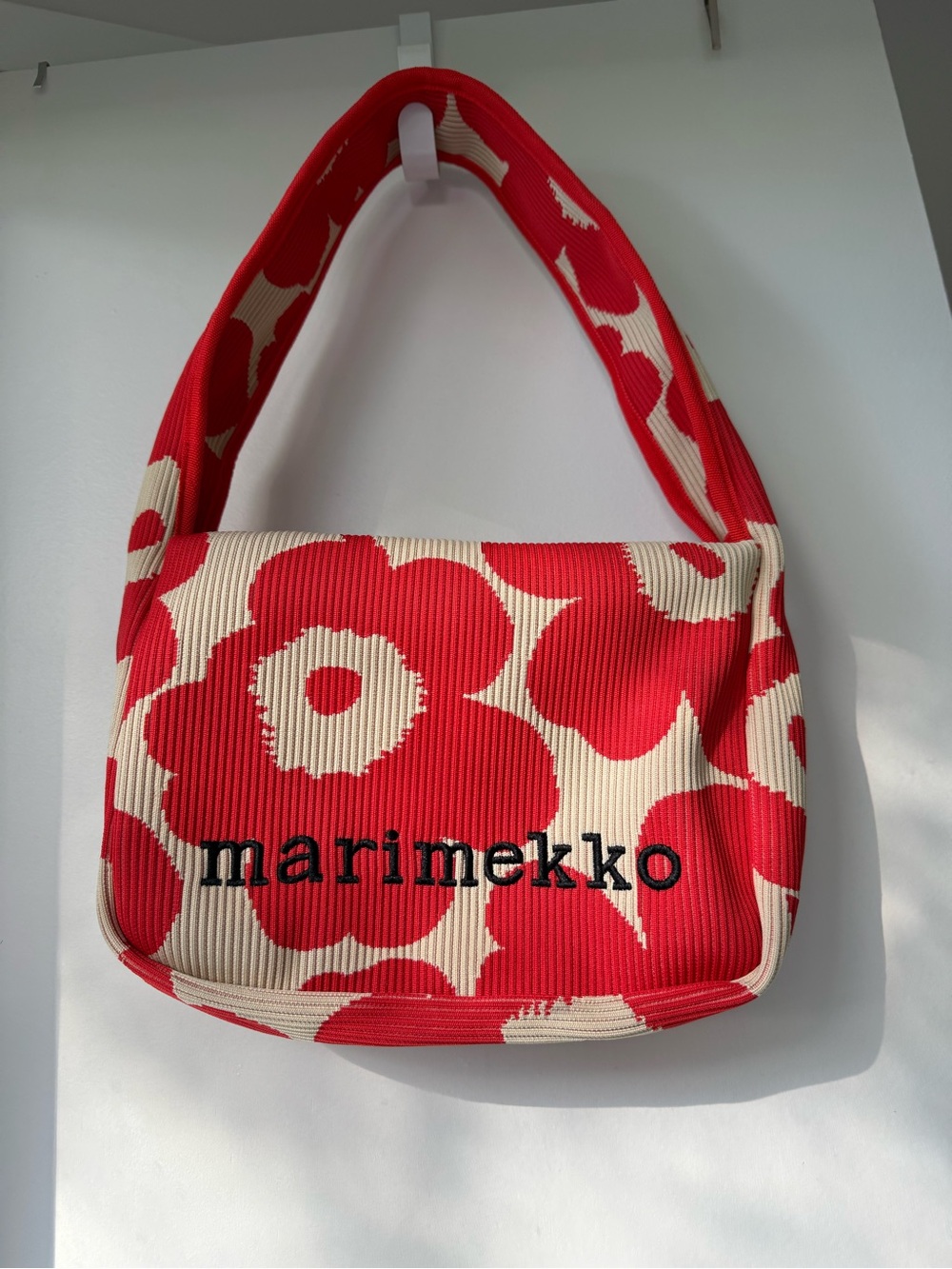 Marimekko Red & Cream Unikko Medium Shoulder Bag
